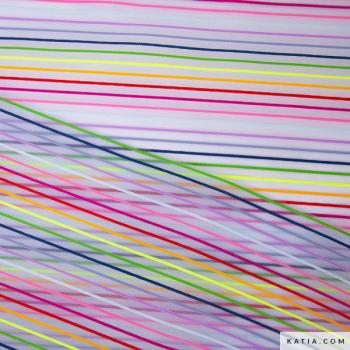 Preview: Netzstoff mit Multicolour Streifen Transparent